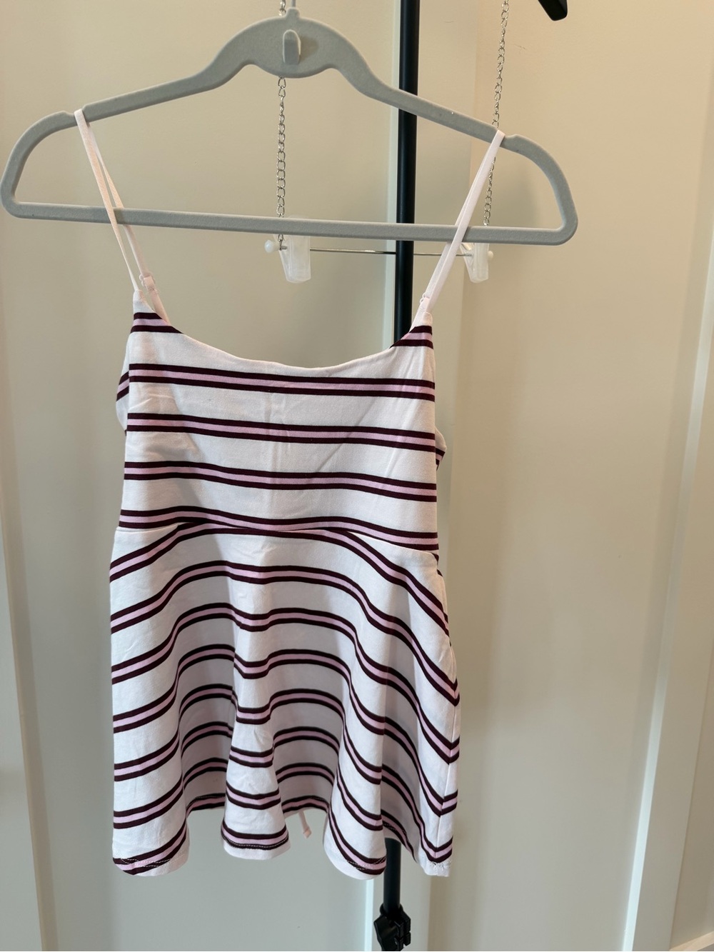 wild fable White Camisole with Burgundy Stripes XL
